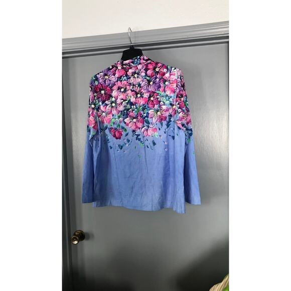 JUST FASHION NOW BLOUSE LONG SLEEVE button down MULTICOLOR FLORAL TOP 2XL NWT - Picture 2 of 5